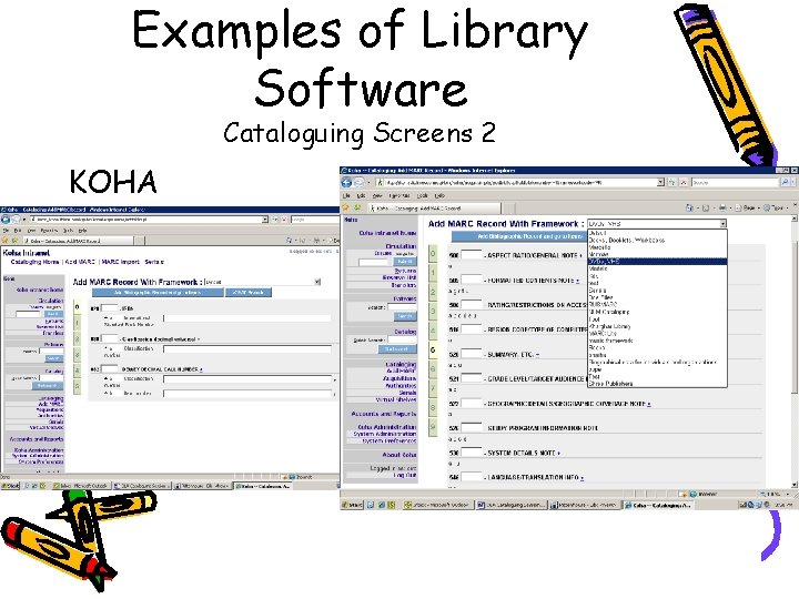 Examples of Library Software Cataloguing Screens 2 KOHA 