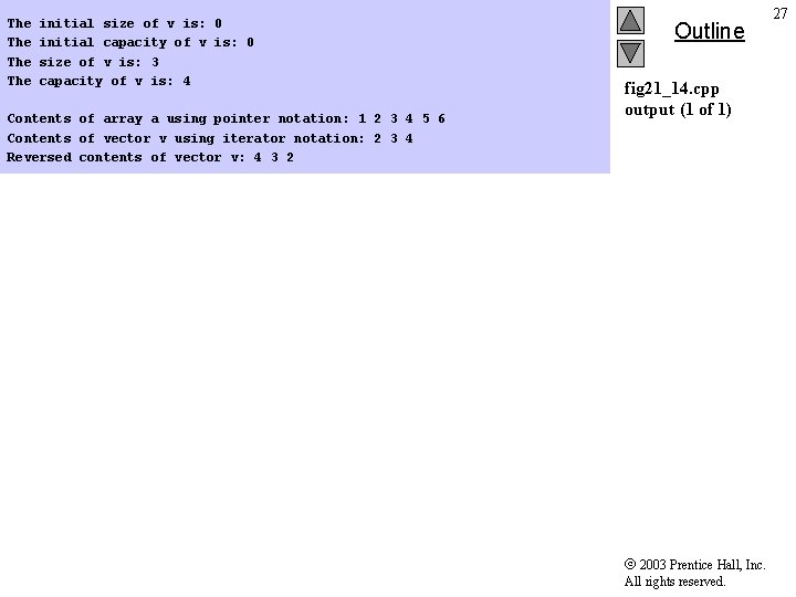 The The initial size of v is: 0 initial capacity of v is: 0