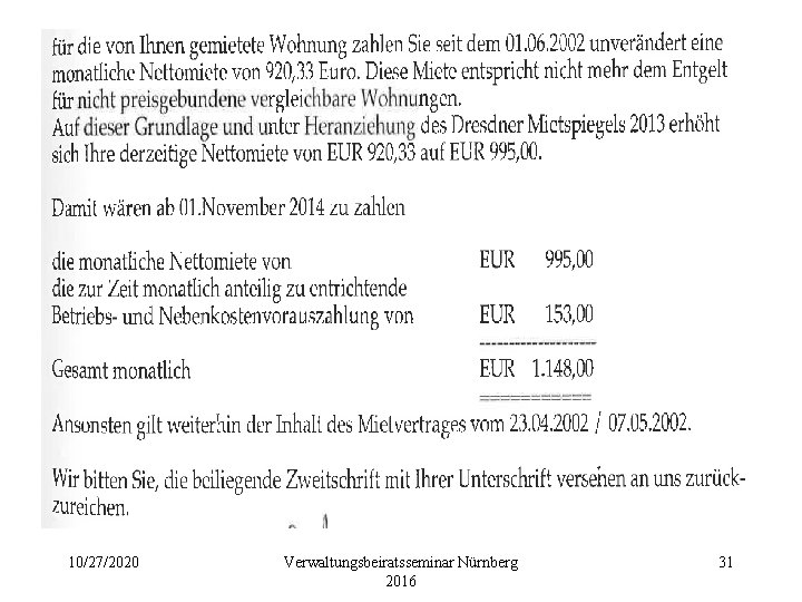10/27/2020 Verwaltungsbeiratsseminar Nürnberg 2016 31 