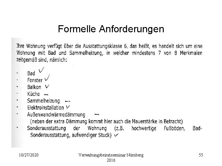 Formelle Anforderungen 10/27/2020 Verwaltungsbeiratsseminar Nürnberg 2016 55 