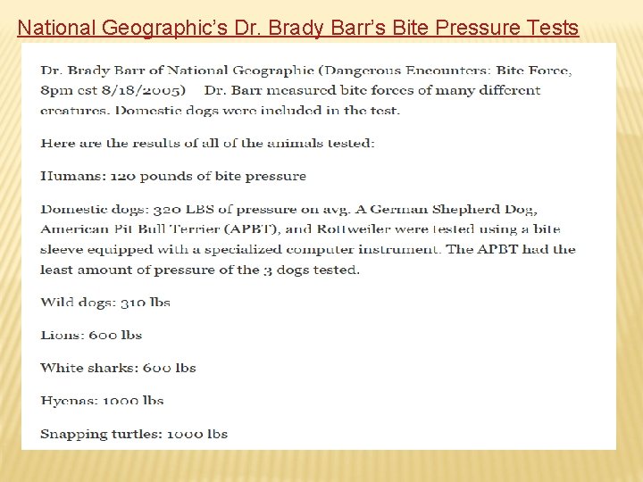 National Geographic’s Dr. Brady Barr’s Bite Pressure Tests 