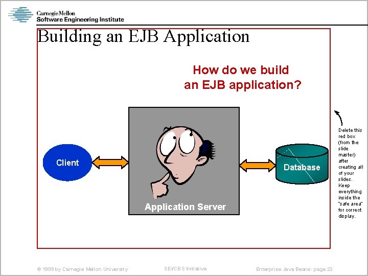 Building an EJB Application How do we build an EJB application? Client Database Application