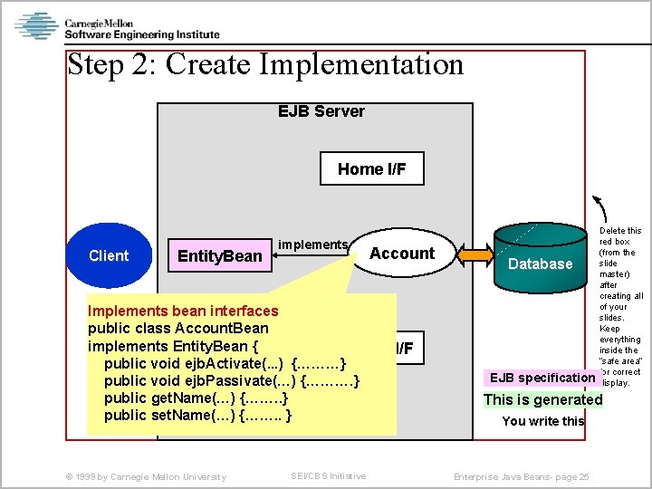 Step 2: Create Implementation EJB Server Home I/F Client Entity. Bean implements Account Implements