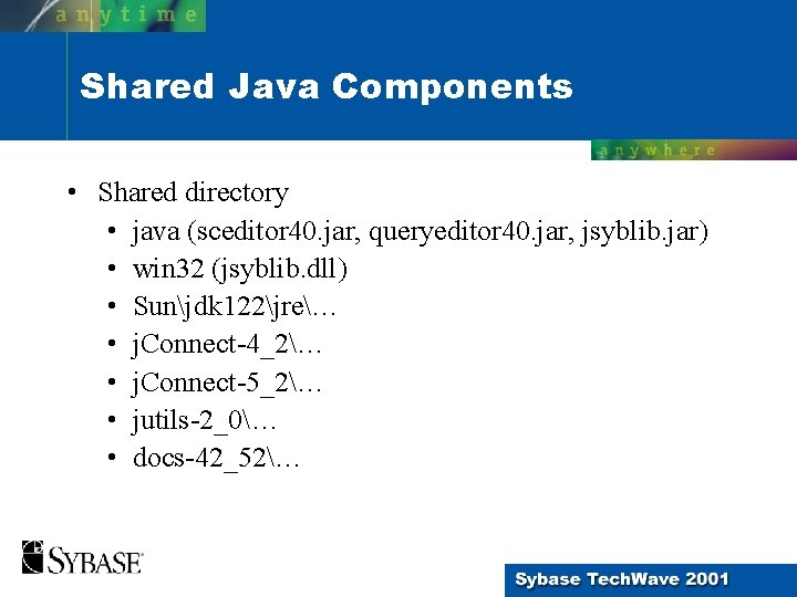 Shared Java Components • Shared directory • java (sceditor 40. jar, queryeditor 40. jar, Shared Java Components • Shared directory • java (sceditor 40. jar, queryeditor 40. jar,