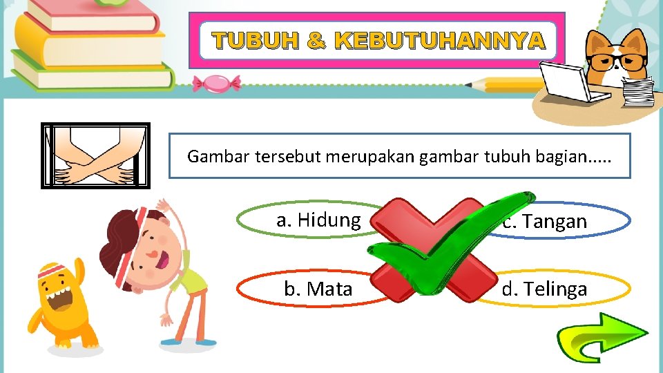 TUBUH & KEBUTUHANNYA Gambar tersebut merupakan gambar tubuh bagian. . . a. Hidung c.