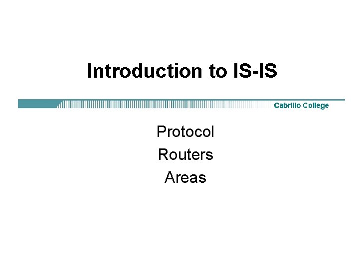 Introduction to IS-IS Protocol Routers Areas 