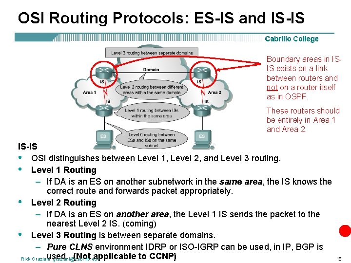 OSI Routing Protocols: ES-IS and IS-IS Boundary areas in ISIS exists on a link