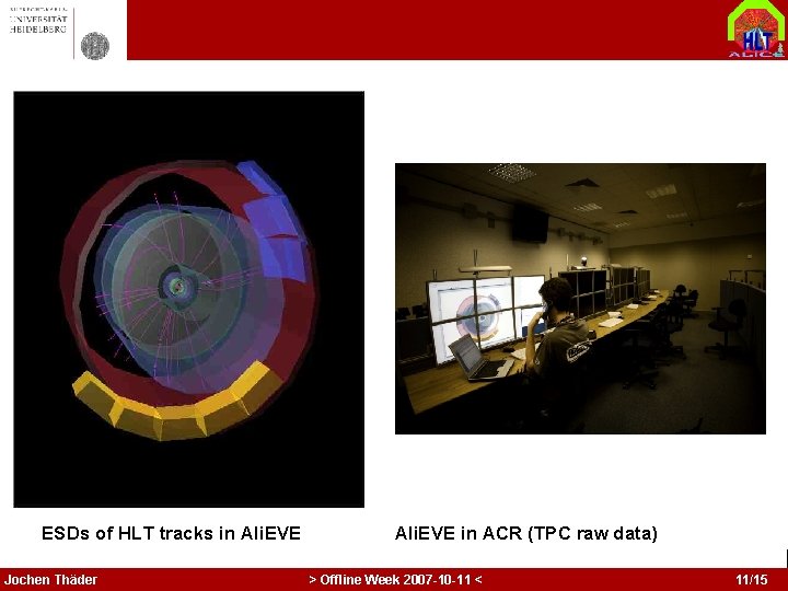 ESDs of HLT tracks in Ali. EVE Jochen Thäder Ali. EVE in ACR (TPC