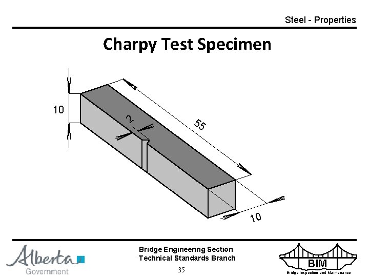 Steel - Properties Charpy Test Specimen 10 2 55 10 Bridge Engineering Section Technical