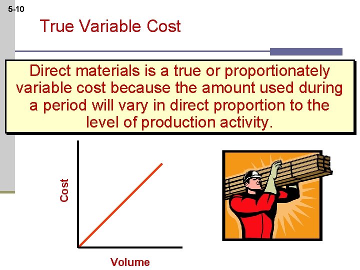 5 -10 True Variable Cost Direct materials is a true or proportionately variable cost