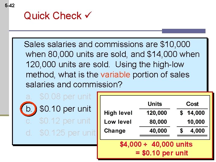 5 -42 Quick Check Sales salaries and commissions are $10, 000 when 80, 000