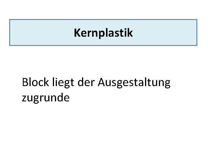 Kernplastik Block liegt der Ausgestaltung zugrunde 