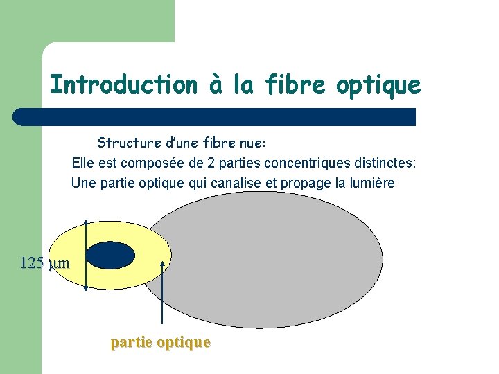 Introduction à la fibre optique Structure d’une fibre nue: Elle est composée de 2