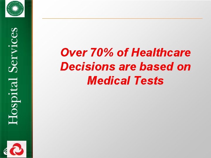 Over 70% of Healthcare Decisions are based on Medical Tests 