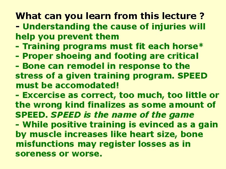 What can you learn from this lecture ? - Understanding the cause of injuries