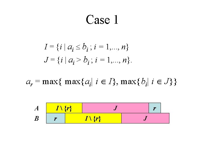 Case 1 I = {i | ai bi ; i = 1, . .