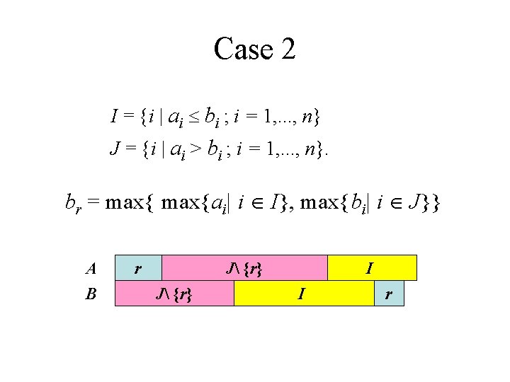 Case 2 I = {i | ai bi ; i = 1, . .