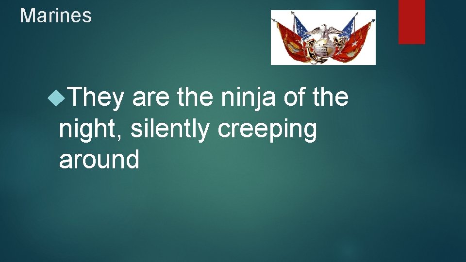 Marines They are the ninja of the night, silently creeping around 