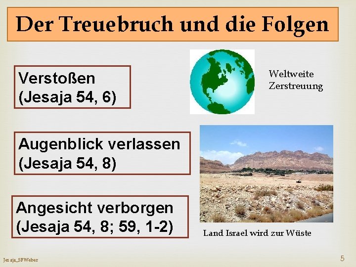 Der Treuebruch und die Folgen Verstoßen (Jesaja 54, 6) Weltweite Zerstreuung Augenblick verlassen (Jesaja