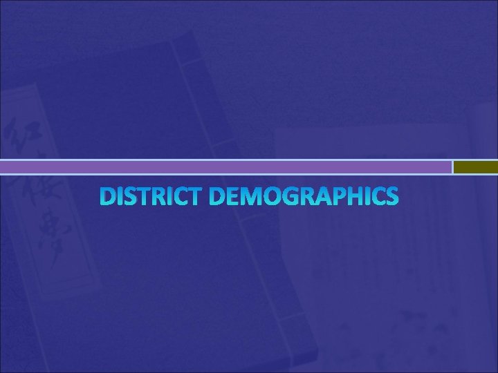 DISTRICT DEMOGRAPHICS 