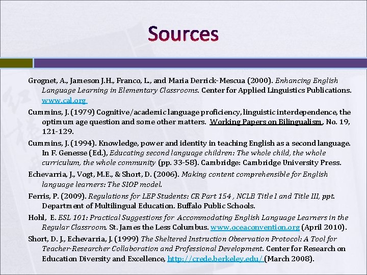 Sources Grognet, A. , Jameson J. H. , Franco, L. , and Maria Derrick-Mescua