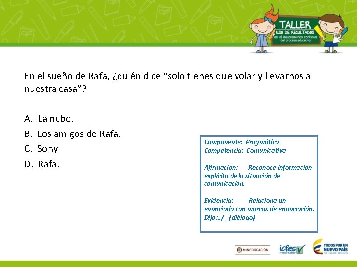 En el sueño de Rafa, ¿quién dice “solo tienes que volar y llevarnos a