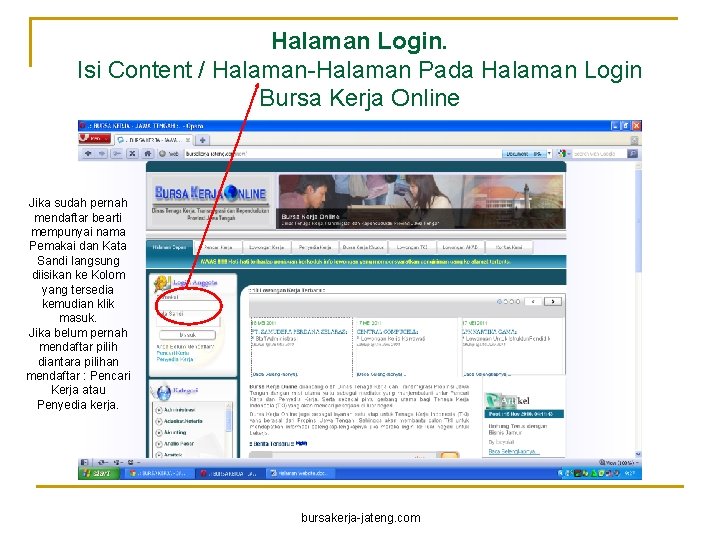 Halaman Login. Isi Content / Halaman-Halaman Pada Halaman Login Bursa Kerja Online Jika sudah