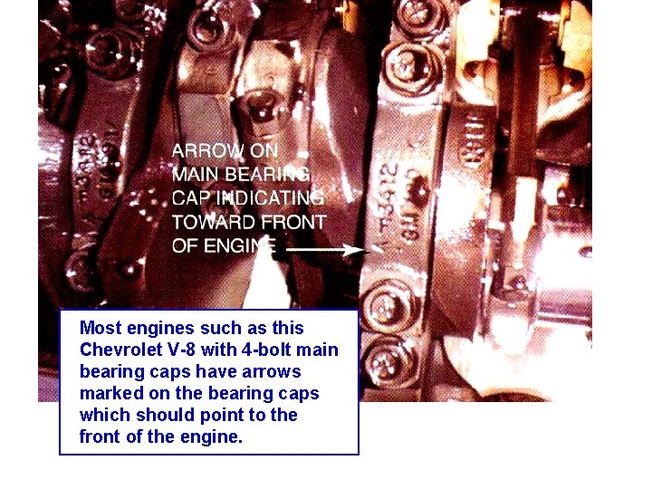 Most engines such as this Chevrolet V-8 with 4 -bolt main bearing caps have