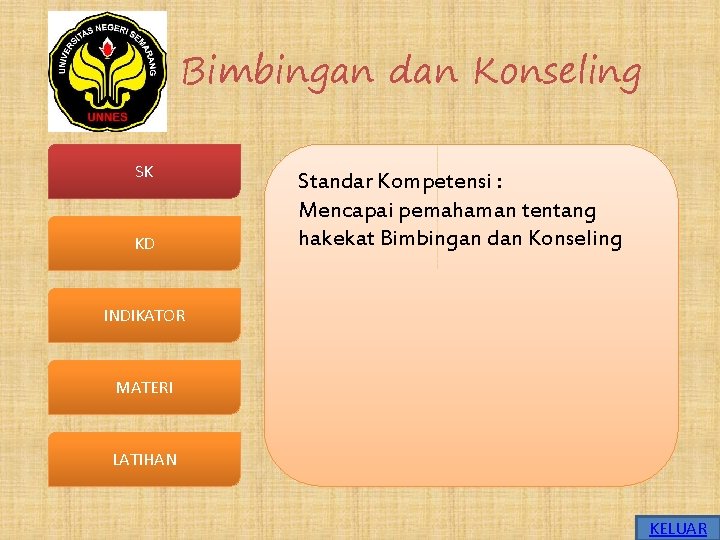 Bimbingan dan Konseling SK KD Standar Kompetensi : Mencapai pemahaman tentang hakekat Bimbingan dan