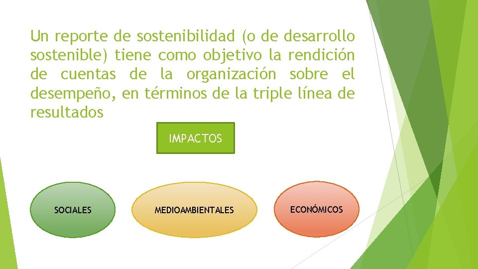 Un reporte de sostenibilidad (o de desarrollo sostenible) tiene como objetivo la rendición de