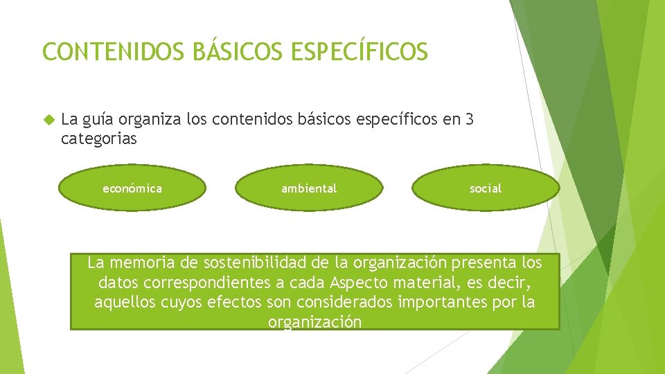 CONTENIDOS BÁSICOS ESPECÍFICOS La guía organiza los contenidos básicos específicos en 3 categorias económica