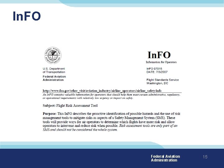 In. FO Federal Aviation Administration 15 