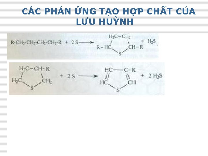 CÁC PHẢN ỨNG TẠO HỢP CHẤT CỦA LƯU HUỲNH 29 