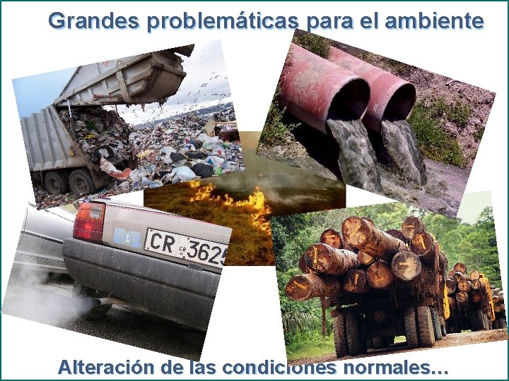 Grandes problemáticas para el ambiente Alteración de las condiciones normales… 