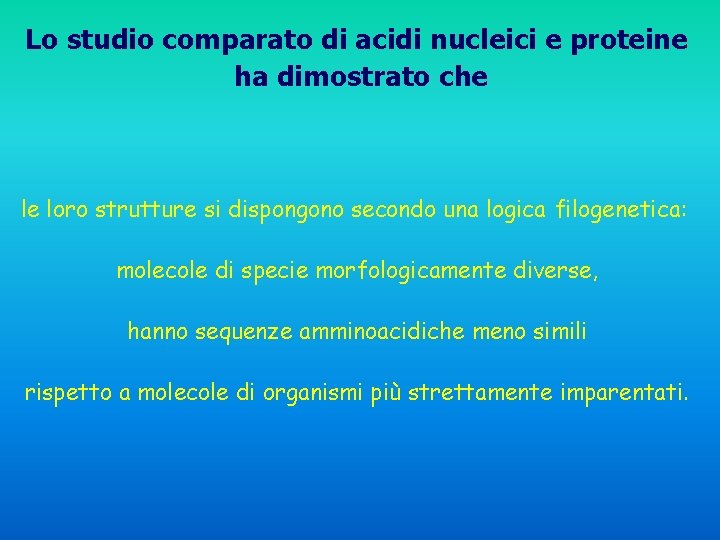 Lo studio comparato di acidi nucleici e proteine ha dimostrato che le loro strutture