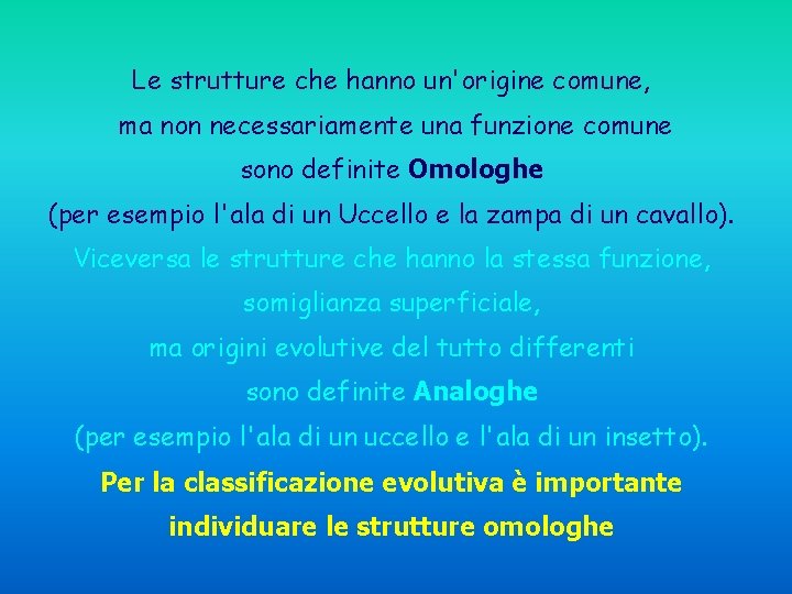 Le strutture che hanno un'origine comune, ma non necessariamente una funzione comune sono definite