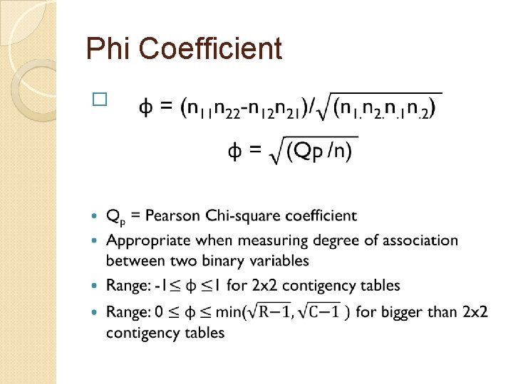Phi Coefficient � 