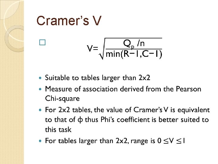 Cramer’s V � 