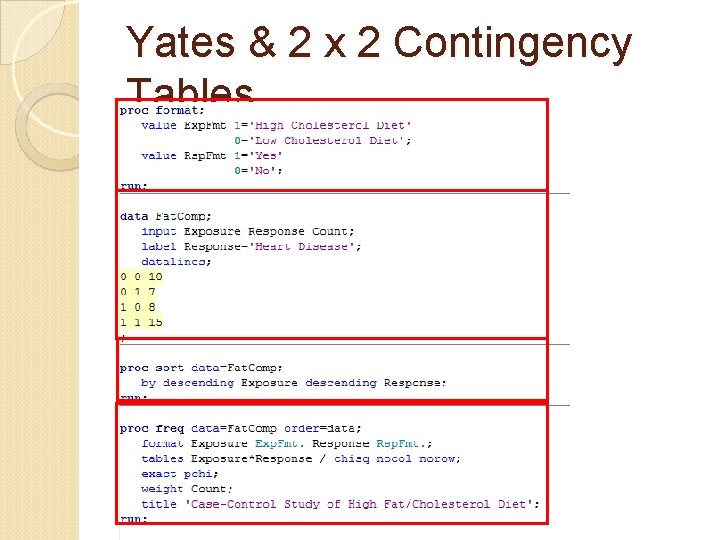 Yates & 2 x 2 Contingency Tables 