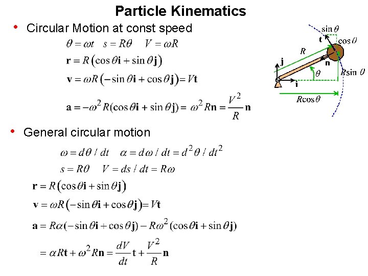 Particle Kinematics • Circular Motion at const speed • General circular motion Particle Kinematics • Circular Motion at const speed • General circular motion