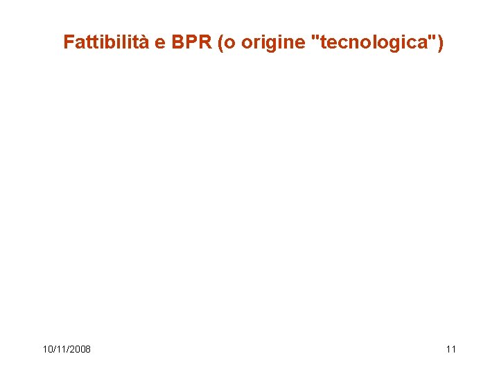 Fattibilità e BPR (o origine "tecnologica") 10/11/2008 11 