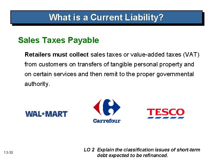 What is a Current Liability? Sales Taxes Payable Retailers must collect sales taxes or