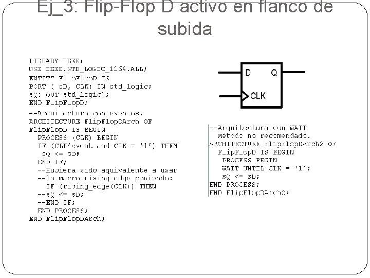 Ej_3: Flip-Flop D activo en flanco de subida 