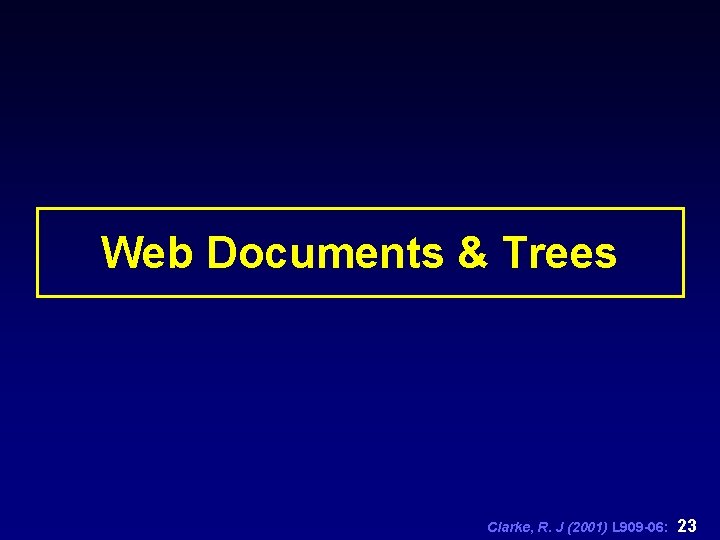 Web Documents & Trees Clarke, R. J (2001) L 909 -06: 23 