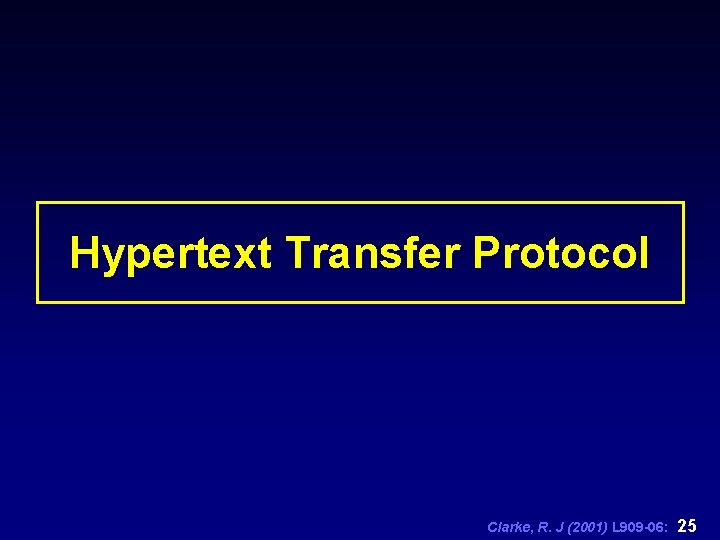 Hypertext Transfer Protocol Clarke, R. J (2001) L 909 -06: 25 