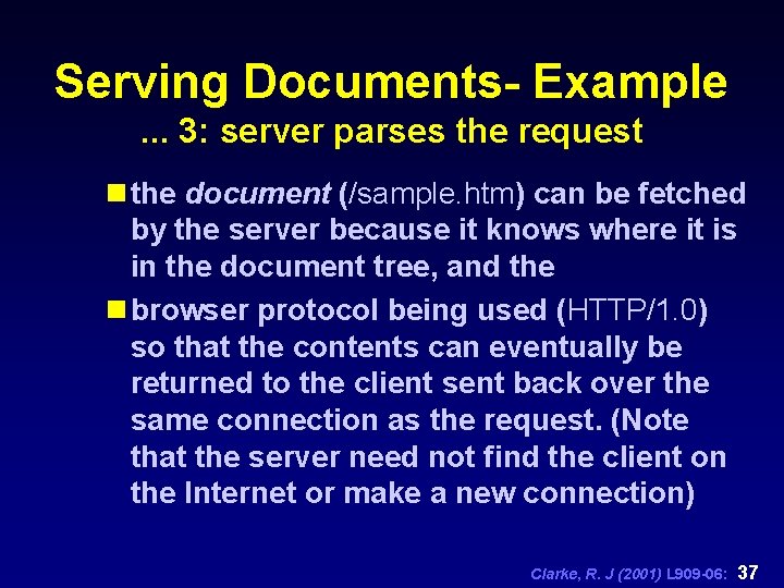 Serving Documents- Example. . . 3: server parses the request n the document (/sample.
