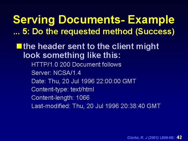 Serving Documents- Example. . . 5: Do the requested method (Success) n the header