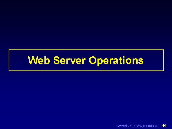Web Server Operations Clarke, R. J (2001) L 909 -06: 46 
