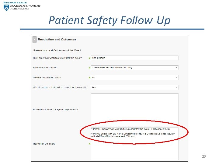 Patient Safety Follow-Up 23 