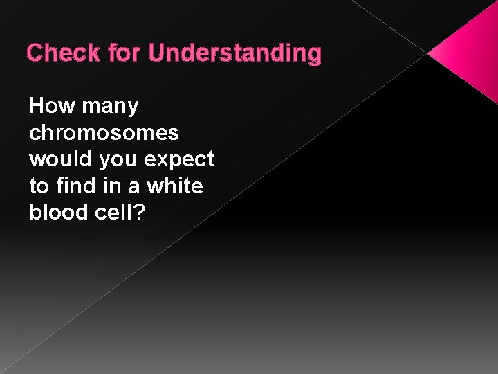 Check for Understanding How many chromosomes would you expect to find in a white